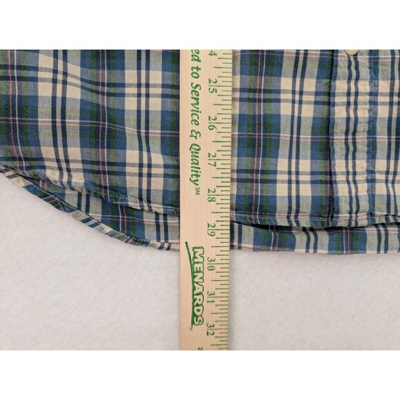 North Country Men's Shirt Size L Blue Beige Plaid Short Sleeve Button-Up - Picture 14 of 16